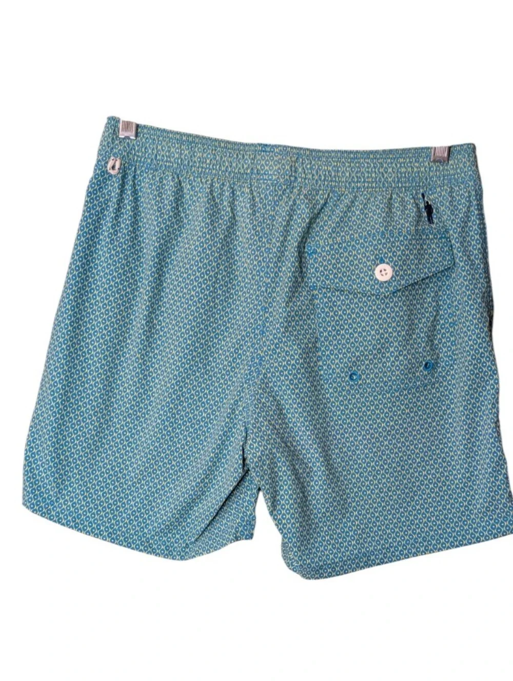 NWT J.Crew Swim Trunks Geometric Geo Print Aqua Blue  BN554 size Small beach